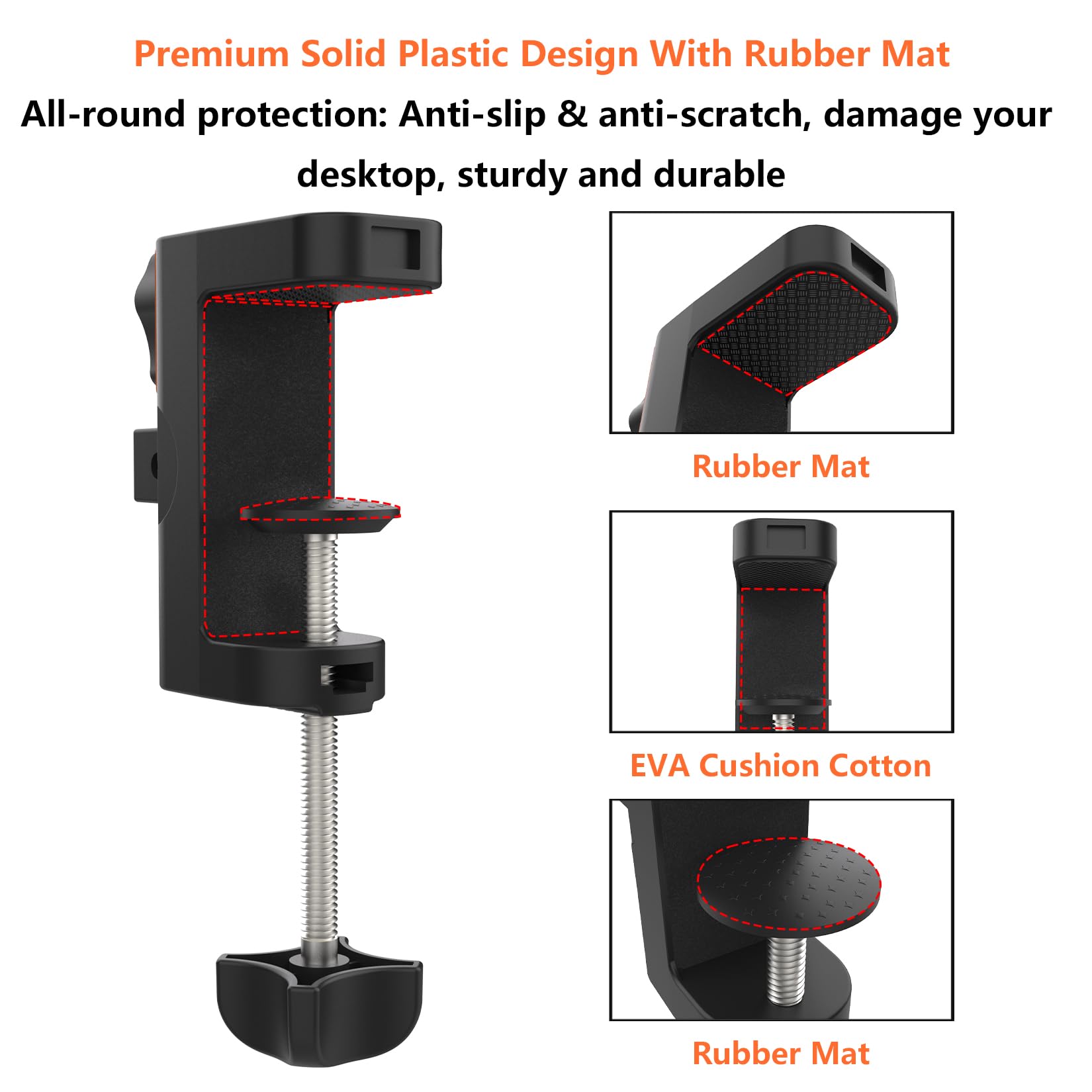 LILANZo Table Clamp Mount for Microphone Stand, 2-in-1 Mic Boom Arm Clamp Table C Clip for Desktop Overhead Camera Tripod Mic St